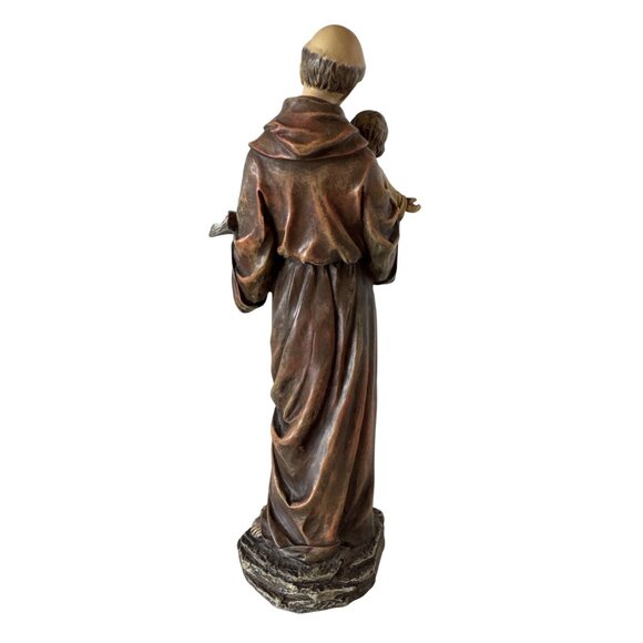 Vintage 2005 Roman Inc. St. Anthony Figurine With Baby Jesus & Open Book 12" Res - Picture 4 of 6